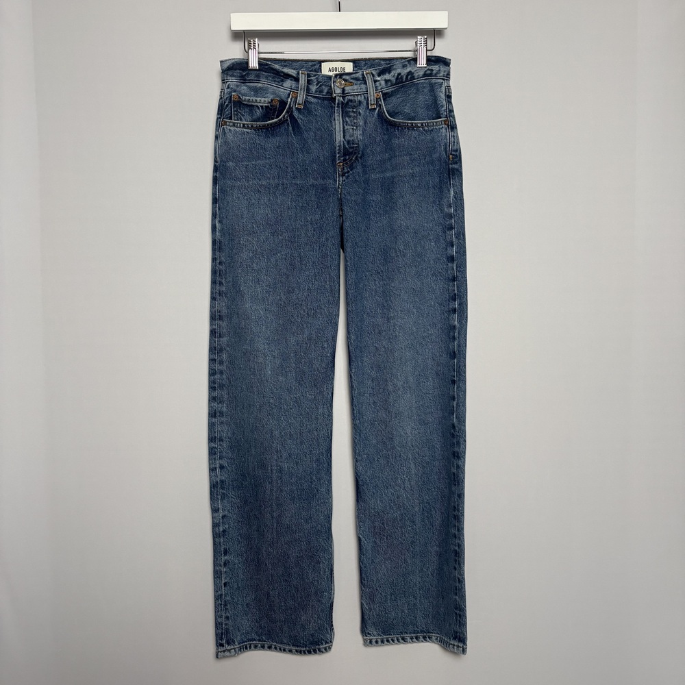 AGOLDE Fran Loose Straight Leg Jeans Women's Blue Size 25 High Rise No Care Tag